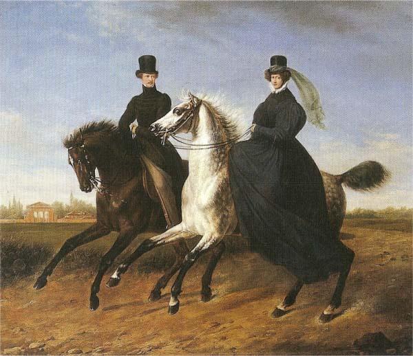 Marie Ellenrieder General Krieg of Hochfelden and his wife on horseback, China oil painting art